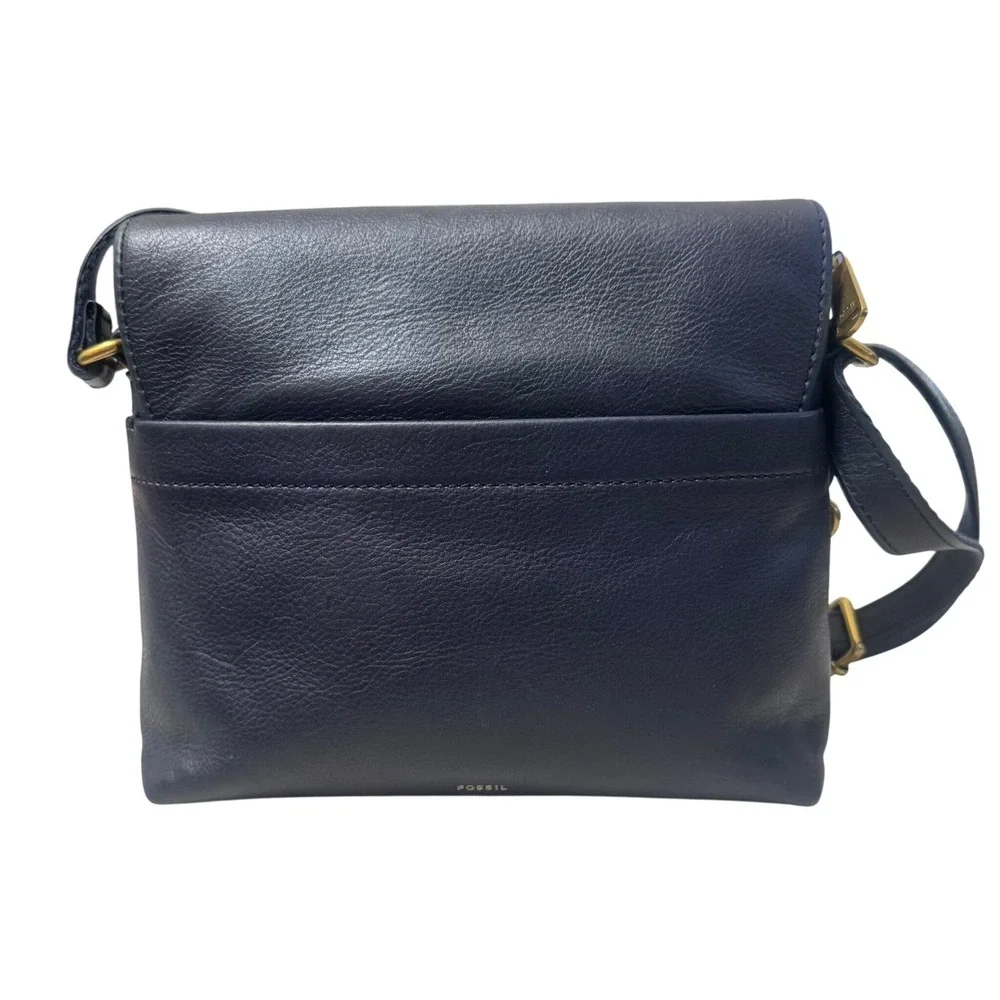 Fossil Kinley Crossbody Bag Womens Small Navy Sunset Leather Fringe Excellent